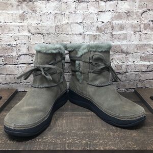 Skechers Grey Suede Faux Fur Ankle Boots